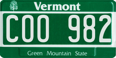 VT license plate COO982