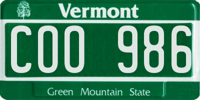 VT license plate COO986
