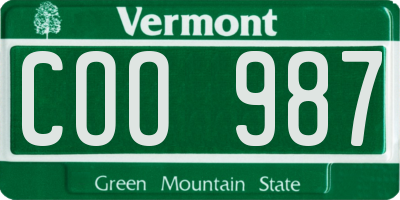 VT license plate COO987