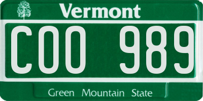 VT license plate COO989