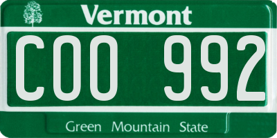 VT license plate COO992