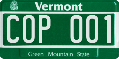 VT license plate COP001