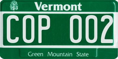 VT license plate COP002