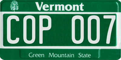 VT license plate COP007