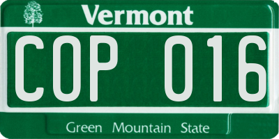 VT license plate COP016