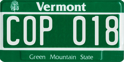VT license plate COP018