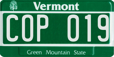 VT license plate COP019