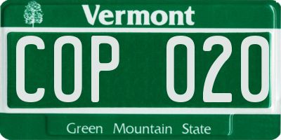 VT license plate COP020