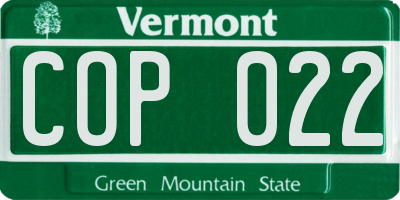 VT license plate COP022