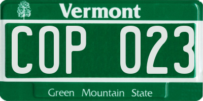 VT license plate COP023