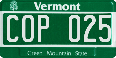 VT license plate COP025