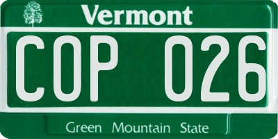 VT license plate COP026