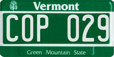 VT license plate COP029