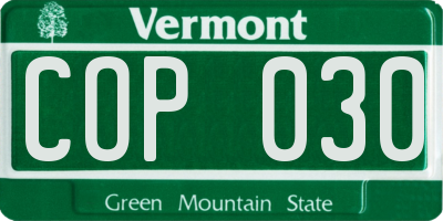 VT license plate COP030