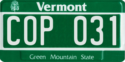 VT license plate COP031