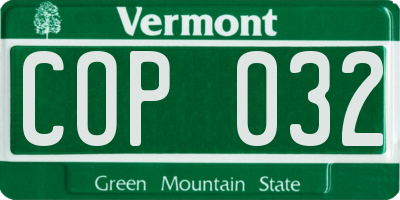 VT license plate COP032