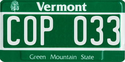 VT license plate COP033