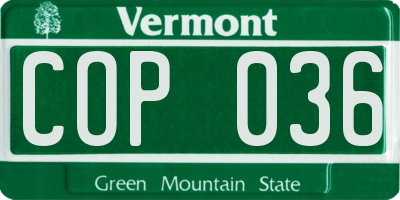 VT license plate COP036