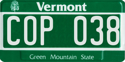VT license plate COP038