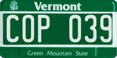 VT license plate COP039