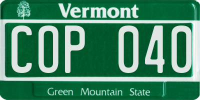VT license plate COP040