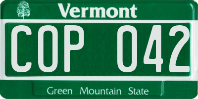 VT license plate COP042