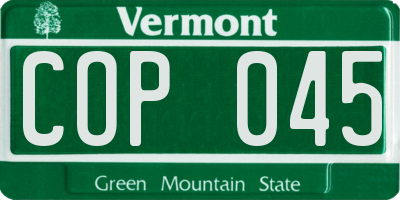 VT license plate COP045