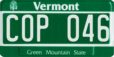 VT license plate COP046