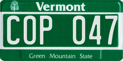 VT license plate COP047
