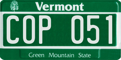 VT license plate COP051