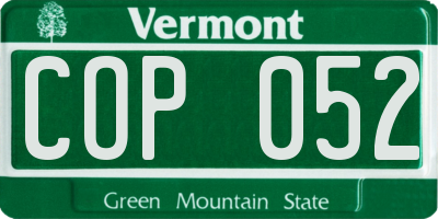 VT license plate COP052