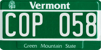 VT license plate COP058