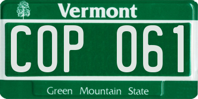 VT license plate COP061