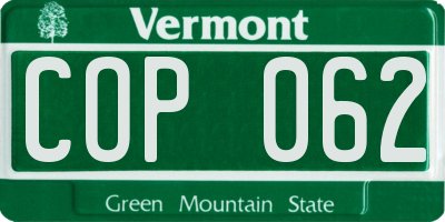 VT license plate COP062