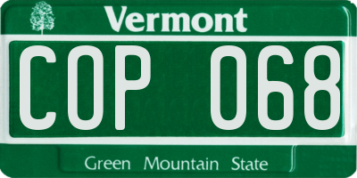 VT license plate COP068