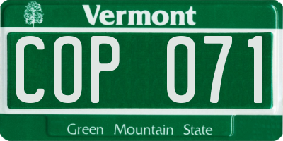 VT license plate COP071