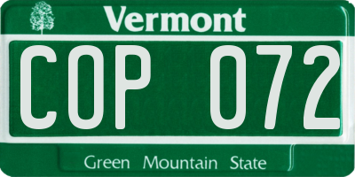 VT license plate COP072
