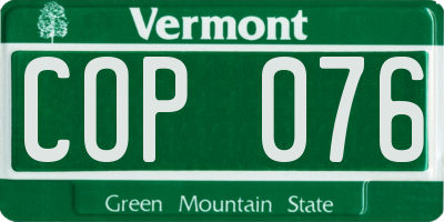 VT license plate COP076