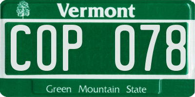 VT license plate COP078