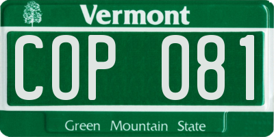 VT license plate COP081