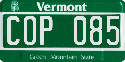 VT license plate COP085