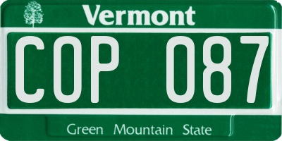 VT license plate COP087