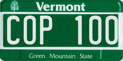 VT license plate COP100