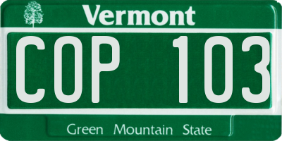 VT license plate COP103