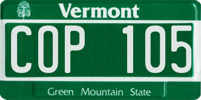 VT license plate COP105