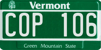 VT license plate COP106