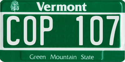 VT license plate COP107