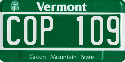 VT license plate COP109