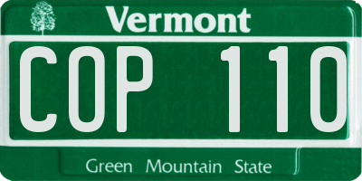 VT license plate COP110