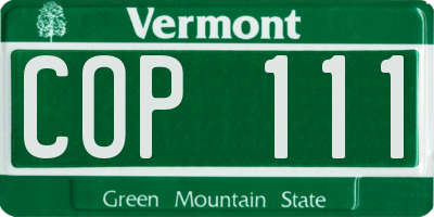 VT license plate COP111